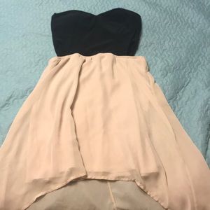 Black and blush high low dress
